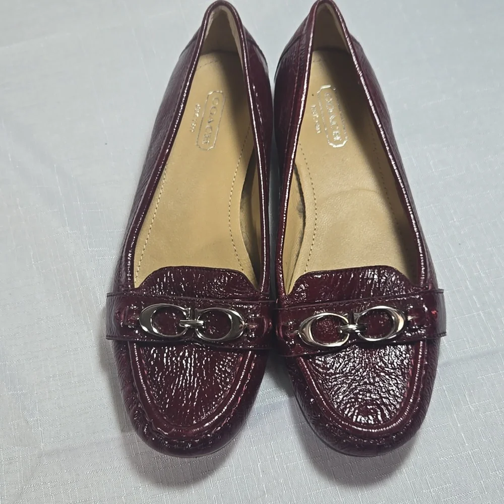 Coach Womens Signature Eloise Burgundy Red  Loafers  Flats 6B